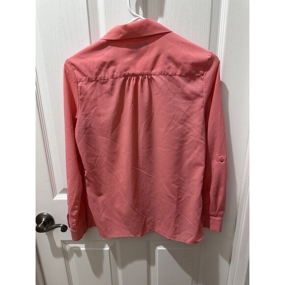 Banana Republic Tie Long Sleeve Blouse Top Salmon Petite XS - Picture 2 of 10